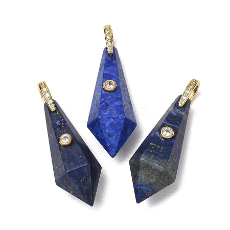Dyed Natural Lapis Lazuli Beaded European Dangle Charms GG-CBA9389-03K-1