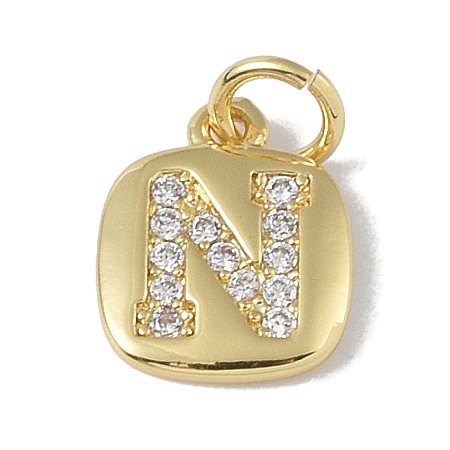 Rack Plating Brass Micro Pave CLear Cubic Zirconia Charms KK-E110-14G-N-1