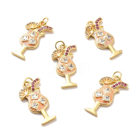 Rack Plating Brass Micro Pave Cubic Zirconia Pendants KK-M230-33G-1