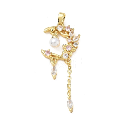 Brass Micro Pave Pink Cubic Zirconia Pendants CU-CBA8C34-09G-1