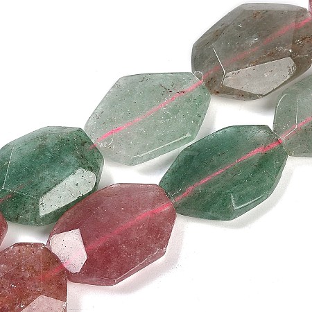 Natural Red & Green Strawberry Quartz Beads Strands G-B125-P28-02-1