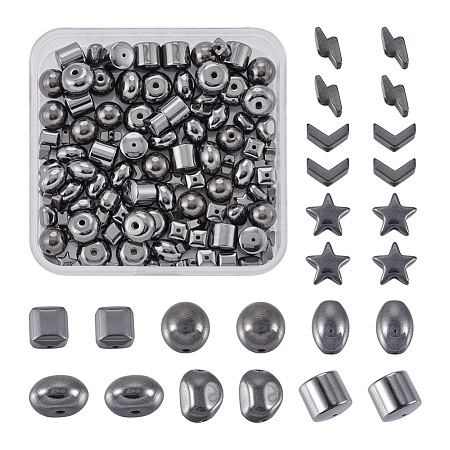 Craftdady 135Pcs 9 Styles Non-magnetic Synthetic Hematite Beads G-CD0001-12-1