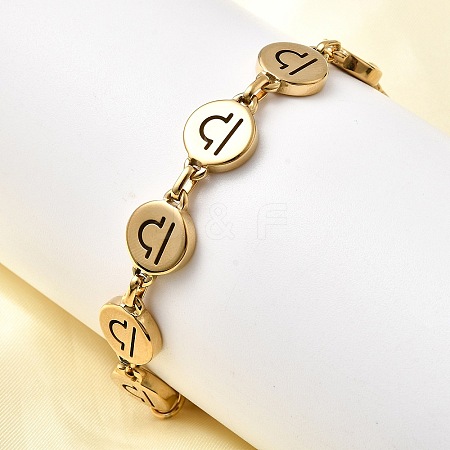 12 Constellations 304 Stainless Steel Link Chain Bracelets BJEW-I239-01G-02-1