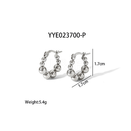 304 Stainless Steel Round Beaded Hoop Earrings for Women SN2323-4-1