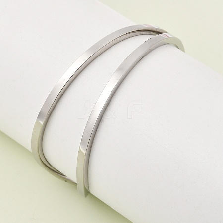 304 Stainless Steel Cuff Bangles for Women BJEW-D408-29P-1