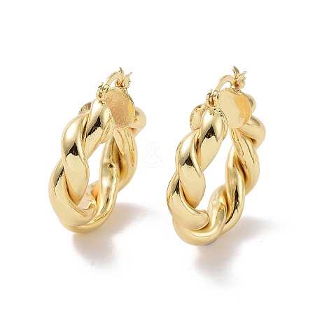 Rack Plating Brass Twist Rope Thick Hoop Earrings for Women EJEW-G315-03G-1