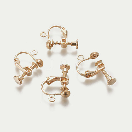 Rack Plated Brass Screw Clip-on Earring Findings LS-X-KK-P169-04KCG-1