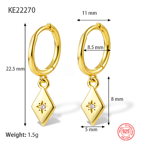 Real 18K Gold Plated 925 Sterling Silver Dangle Hoop Earrings for Women GN7396-1-1