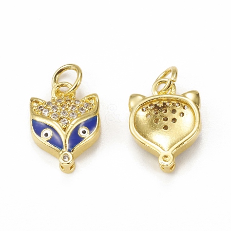 Brass Micro Pave Cubic Zirconia Charms KK-E068-VB029-2-1