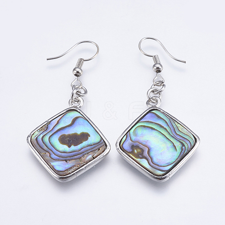 Abalone Shell/Paua Shell Dangle Earrings EJEW-F147-A12-1