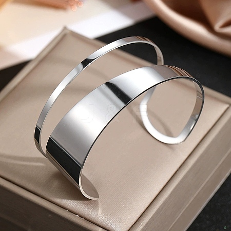 304 Stainless Steel Cuff Bangles BJEW-F521-01P-1