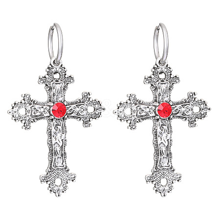 Alloy Cross Hoop Earrings WH-WG98969-01-1