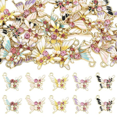 25Pcs 5 Colors Alloy Enamel Pendants ENAM-YW0008-73-1