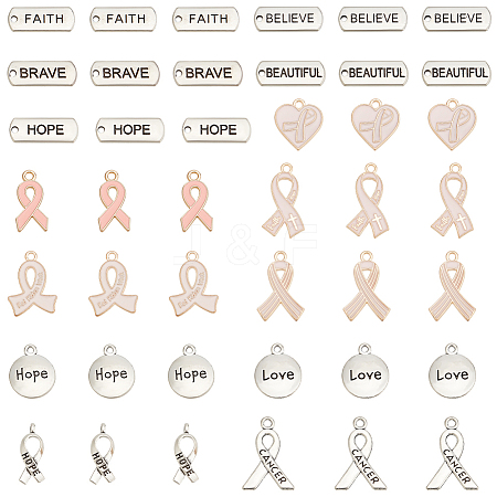   140pcs 14 style Awareness Ribbon Theme Zinc Alloy Pendants FIND-PH0018-24-1