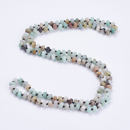 Natural Amazonite Beaded Multi-use Necklaces/Wrap Bracelets NJEW-K095-A09-1