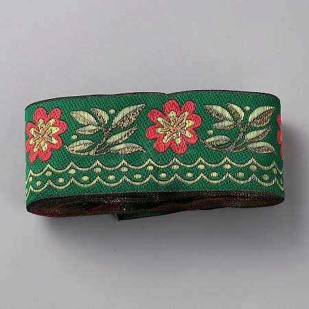 Ethnic Style Polyester Embroidery Flower Ribbon OCOR-WH0093-37A-1