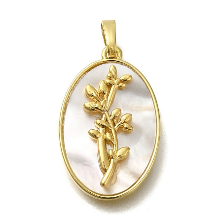 Brass Pave Shell Birth Flower Pendants FIND-I040-04B-1