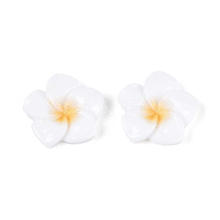 Plumeria Flower Opaque Resin Cabochons CRES-T025-30A-02-1