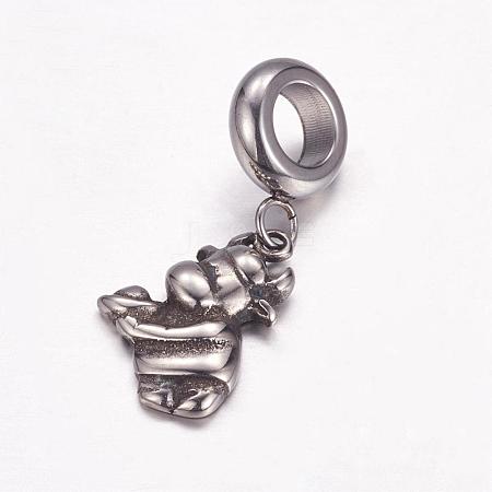 304 Stainless Steel European Dangle Charms OPDL-G006-13AS-1