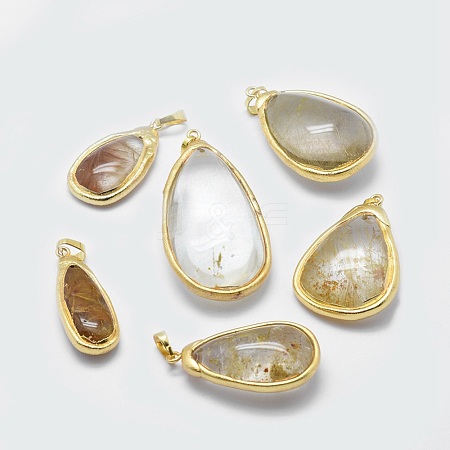Natural Rutilated Quartz Pendants G-P380-30G-1