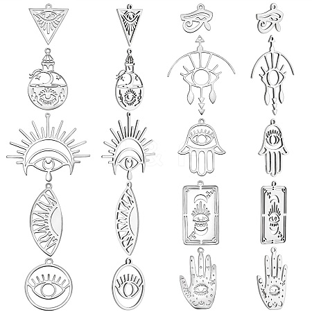 20Pcs 10 Style 201 Stainless Steel Laser Cut Charms STAS-SZ0002-67P-1