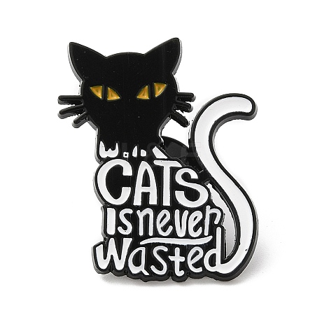 Cat with Word Enamel Pins JEWB-G023-03A-1