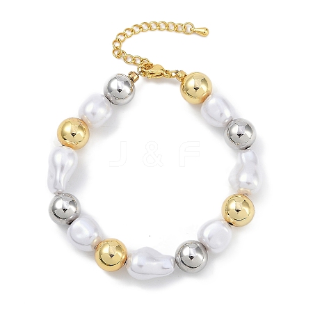 Rack Plating Brass Beaded Bracelets BJEW-P341-08B-G-1