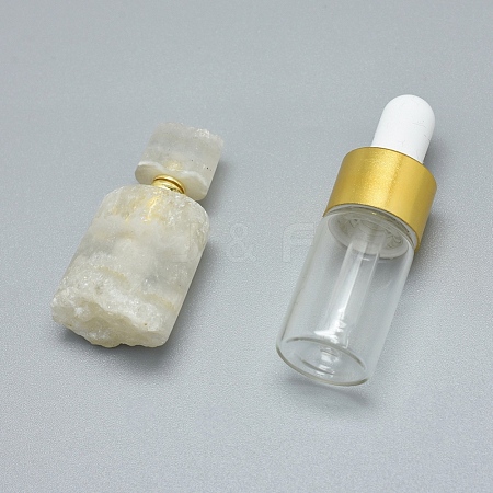 Natural Quartz Crystal Openable Perfume Bottle Pendants G-E556-13C-1