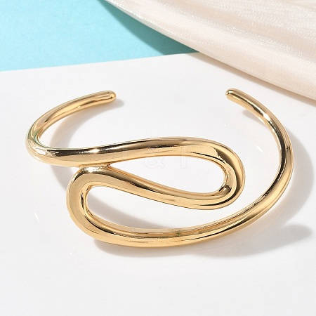 304 Stainless Steel Cuff Bangles for Women BJEW-F540-01G-1