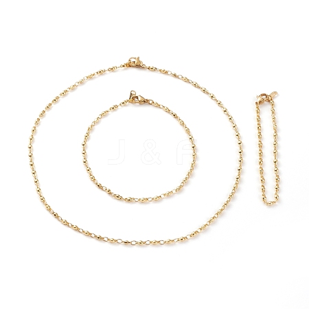 Brass Link Chain Bracelet & Necklace & Anklets Jewelry Sets SJEW-JS01167-1