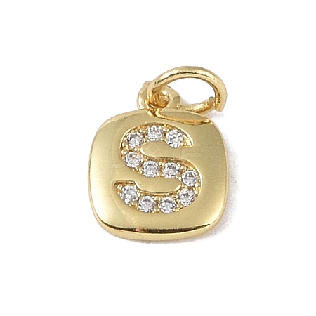 Rack Plating Brass Micro Pave CLear Cubic Zirconia Charms KK-E110-14G-S-1