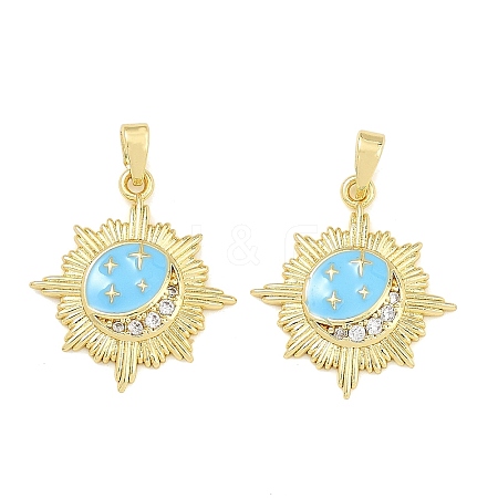 Brass Micro Pave Clear Cubic Zirconia Pendants CU-T001-09G-B-1