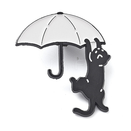 Umbrella Cat Zinc Alloy Brooches JEWB-S029-03D-1