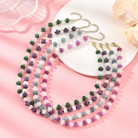 Dyed Natural White Jade Rondelle Beaded Necklaces for Women NJEW-JN06683-1
