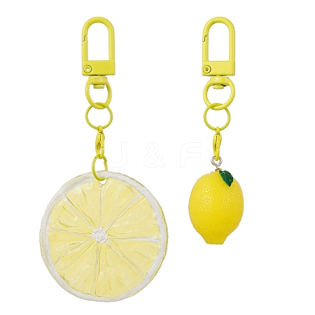 2Pcs Lemon Resin Pendant Decorations HJEW-JM02549-1