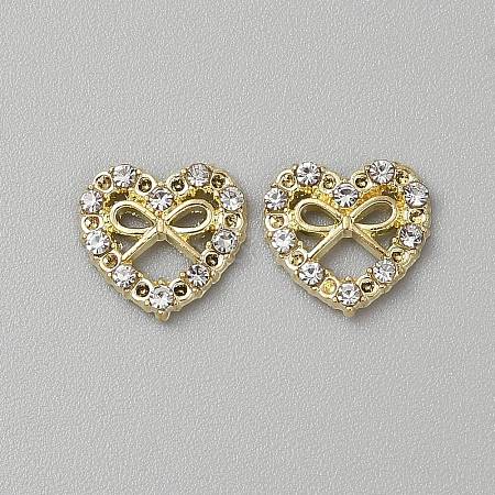 Heart with Bowknot Alloy Glass Cabochons MRMJ-WH0202-012A-G-1