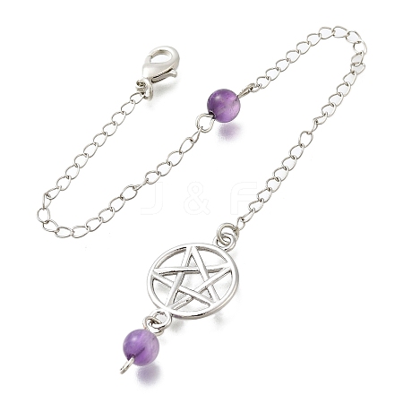 Alloy Flat Round with Star Dowsing Pendulums G-M447-05P-1