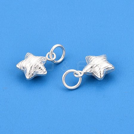 Textured 925 Sterling Silver Star Charms STER-T007-82S-1