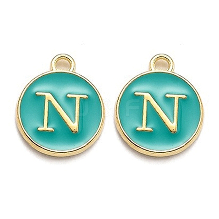 Golden Plated Alloy Enamel Charms X-ENAM-Q437-15N-1