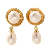 Natural Pearl Dangle Ear Studs EJEW-L099-07G-4