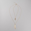 Alloy Leaf Pendant Double Layer Necklace for Women NJEW-WH0020-12KCG-B-1