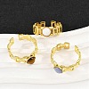 316 Stainless Steel with Natural Mixed Gemstone Cuff Rings RJEW-Z098-01G-12-2