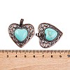 Synthetic Turquoise Peach Love Heart Pendants G-G158-01-04-3
