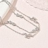 Brass Micro Pave Clear Cubic Zirconia Bowknot Link 2-Strand Bracelets KK-CBA6980-19P-2