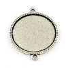 Tibetan Style Alloy Flat Round Cabochon Connector Settings X-TIBE-Q038-001F-AS-RS-1