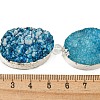 Silver Plated Dyed Oval Natural Drusy Quartz Crystal Beads Strands G-F144-01-S-2