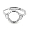Flat Round Adjustable 925 Sterling Silver Ring Components STER-G042-02P-2