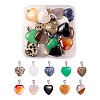 20Pcs 10 Style Heart Natural Gemstone Pendants G-LS0002-16-1