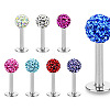 316 Surgical Stainless Steel Rhinestone Round Ball Threadless Labrets WG0410F-01-5