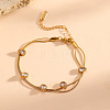 304 Stainless Steel Pave Clear Cubic Zirconia Geometric 2-Strand Bracelets for Women WGC157B-03-1